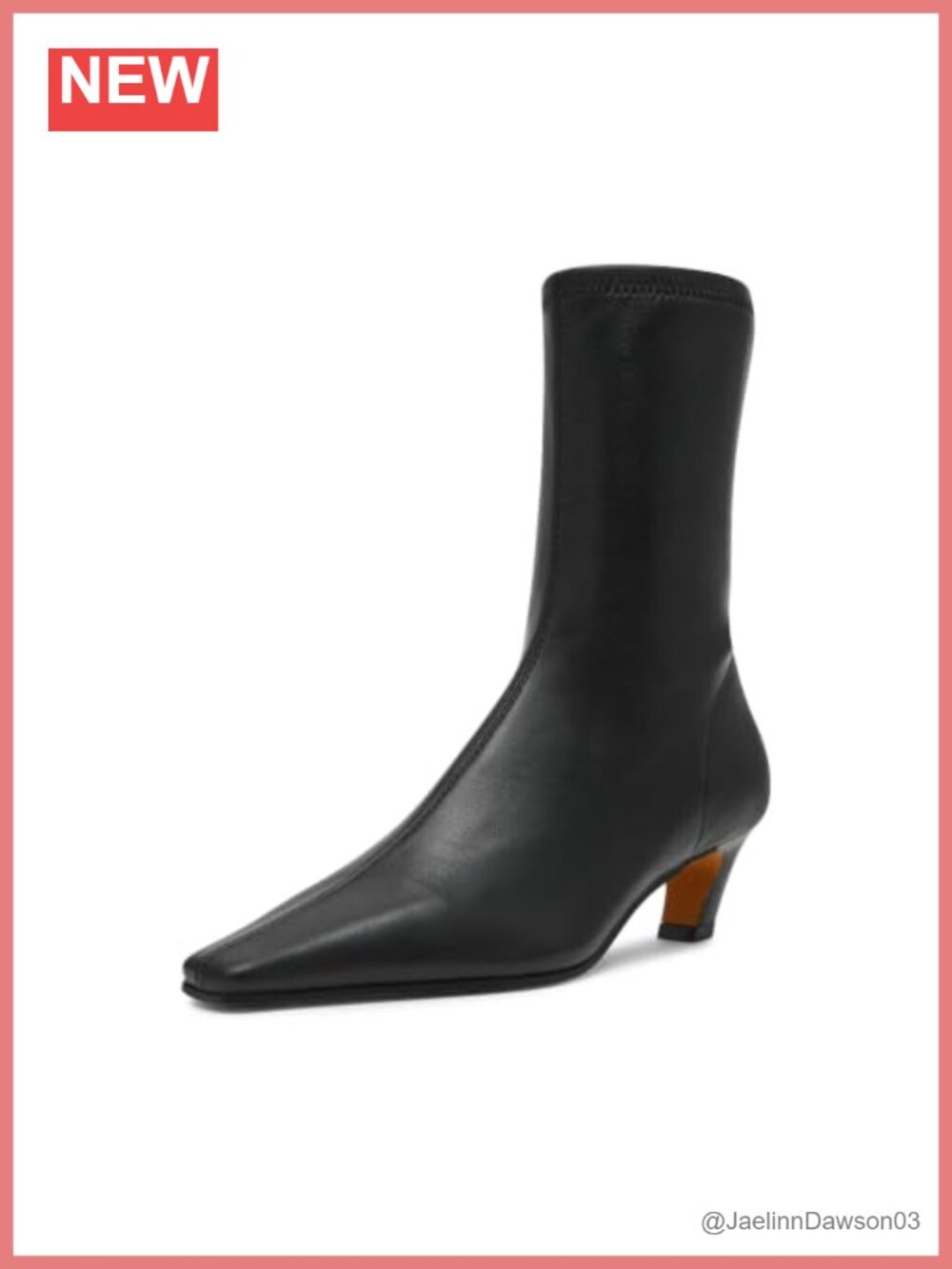 Pointed Toe Block Heel Leather Calf High Mid Calf Boots Fall
